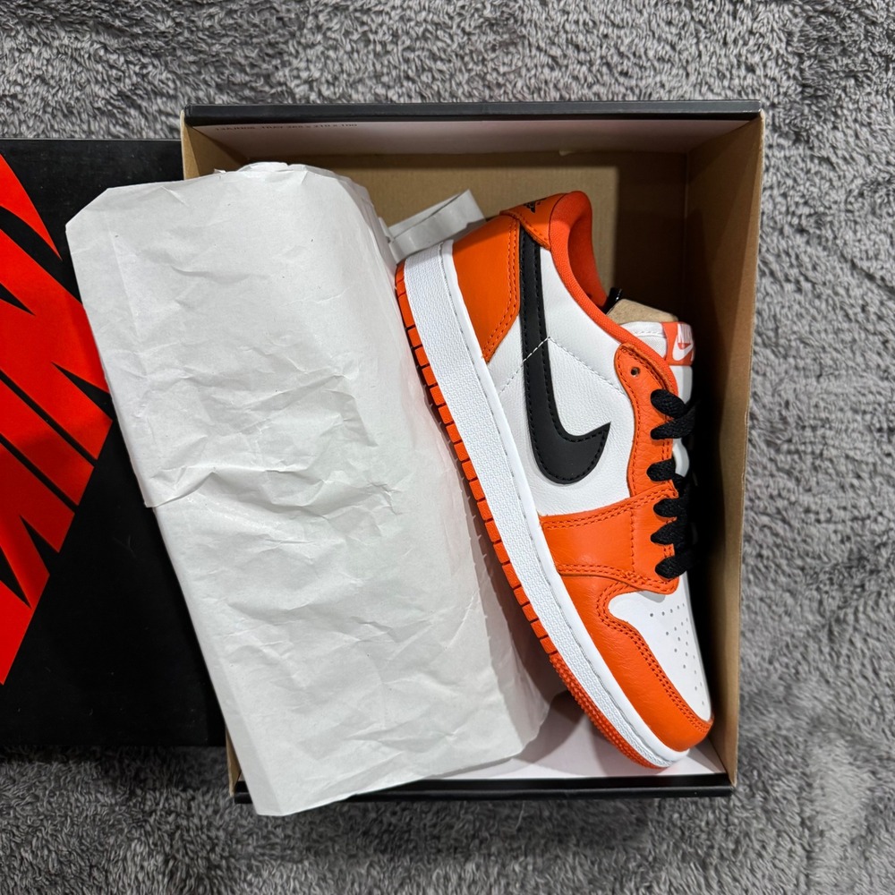 Nike Air Jordan 1 Low OG GS Starfish Orange Black White CZ0858-801 Kid Size 4.5Y